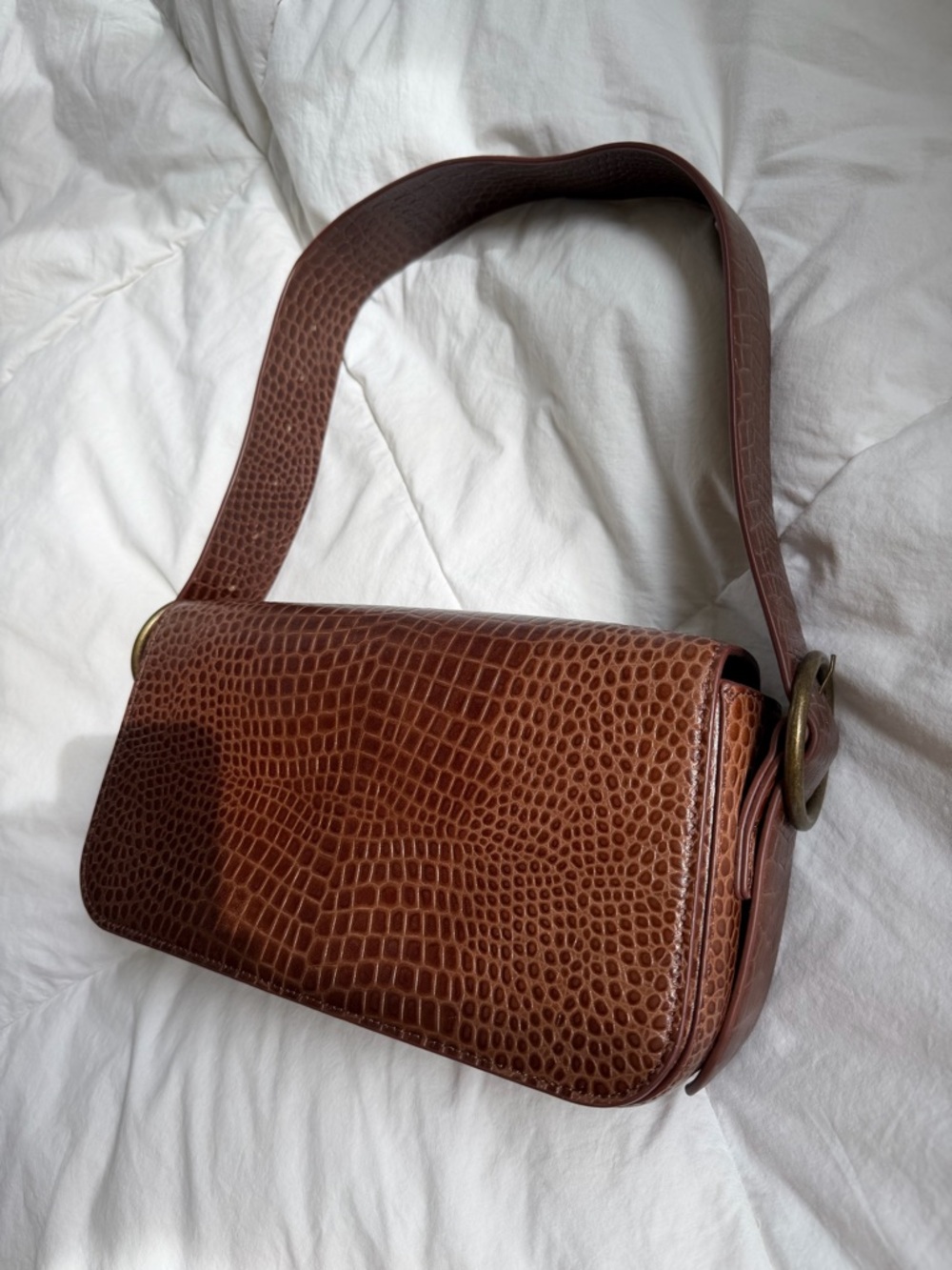 St. Agni Bianca Croc Shoulder Bag - Picture 4 of 14